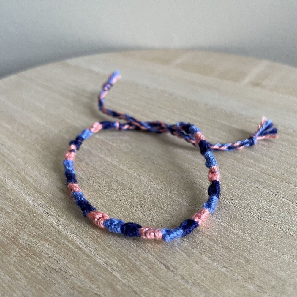 Ana Woven Friendship Bracelet Anklet One Size Blue Pink Women Cotton Handmade